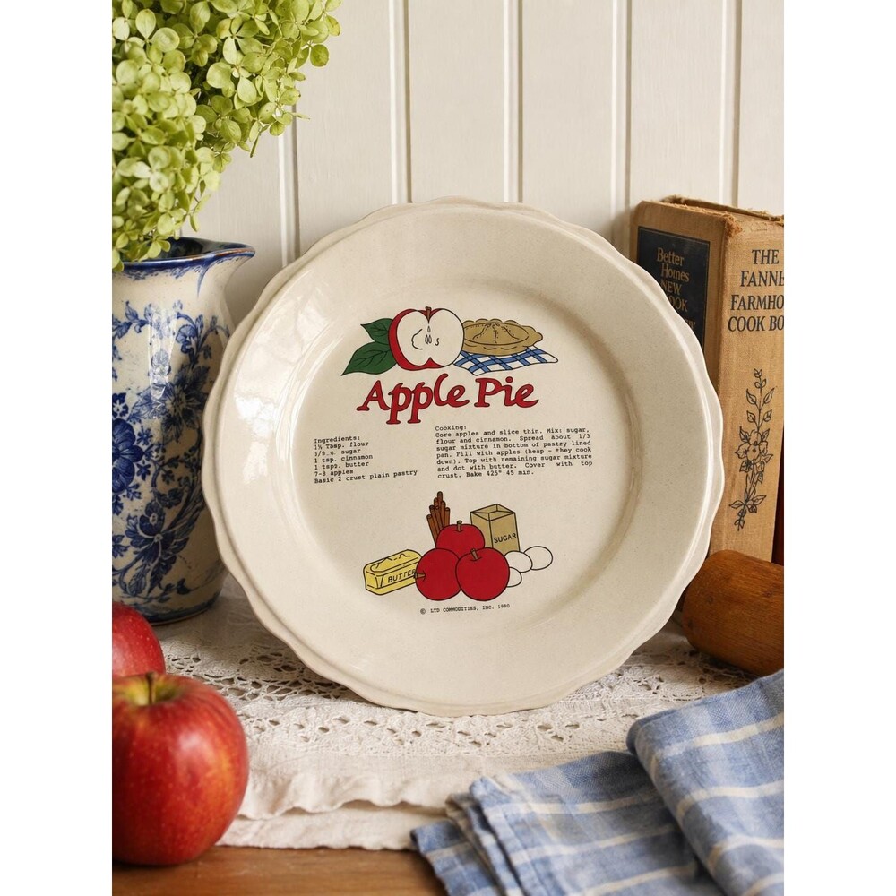 Apple Pie Recipe Ceramic Pie Baking Dish Pottery 10"